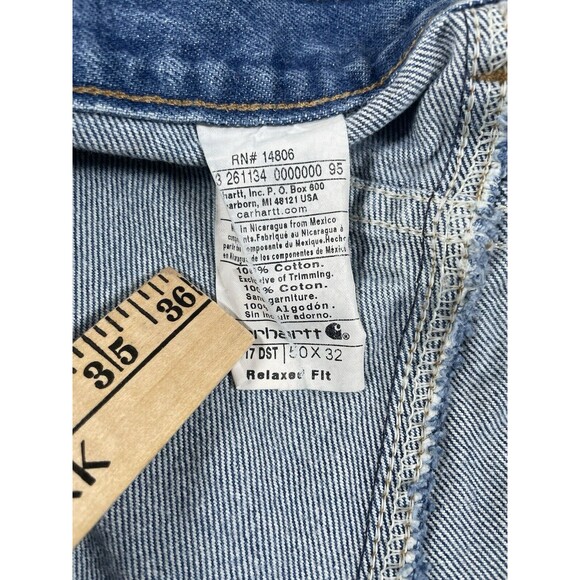 Carhartt Jeans Men's 50 X 32 Blue Denim Relaxed Fit 100% Cotton Grunge Paint - Picture 3 of 11